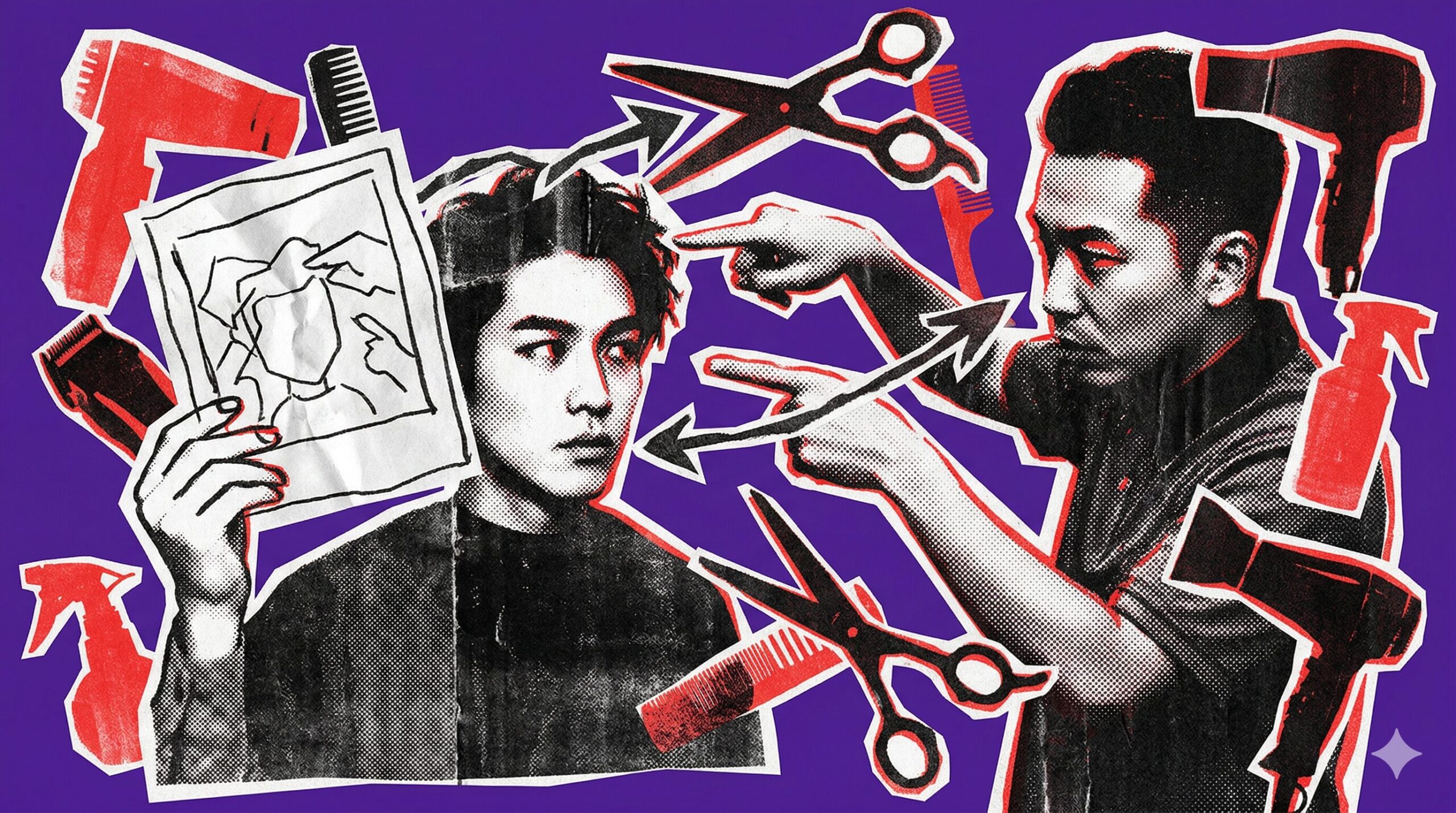 Barber miscommunication example showing haircut difference between photo reference and actual result in Japan